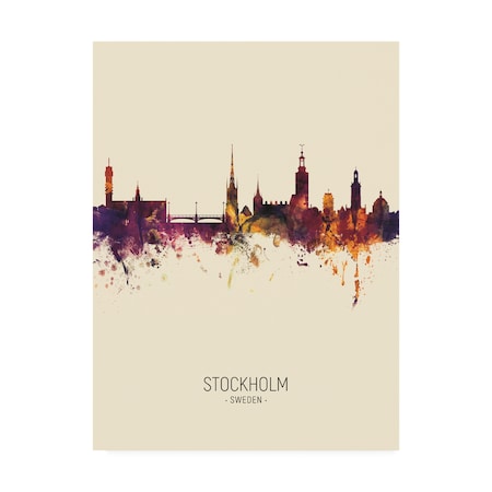 Michael Tompsett 'Stockholm Sweden Skyline Portrait III' Canvas Art,24x32